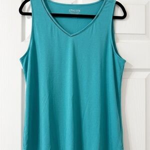 Chico's Teal V-Neck Sleeveless Tank